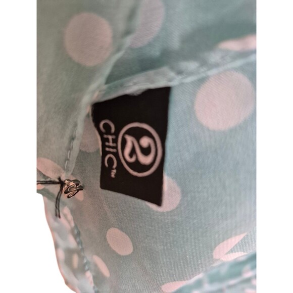 2 Chic Light Gauzy Polka Dot Infinity Scarf Aqua Blue White - Picture 5 of 6